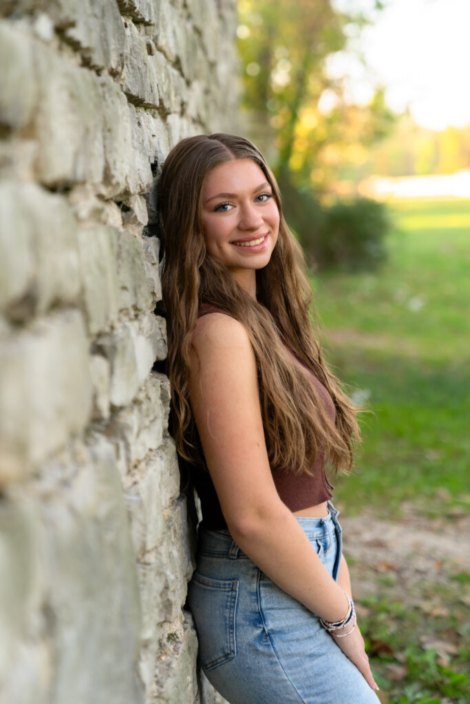 Senior photos in wildflower field at Menomonee Park near Sussex and Lannon Wisconsin