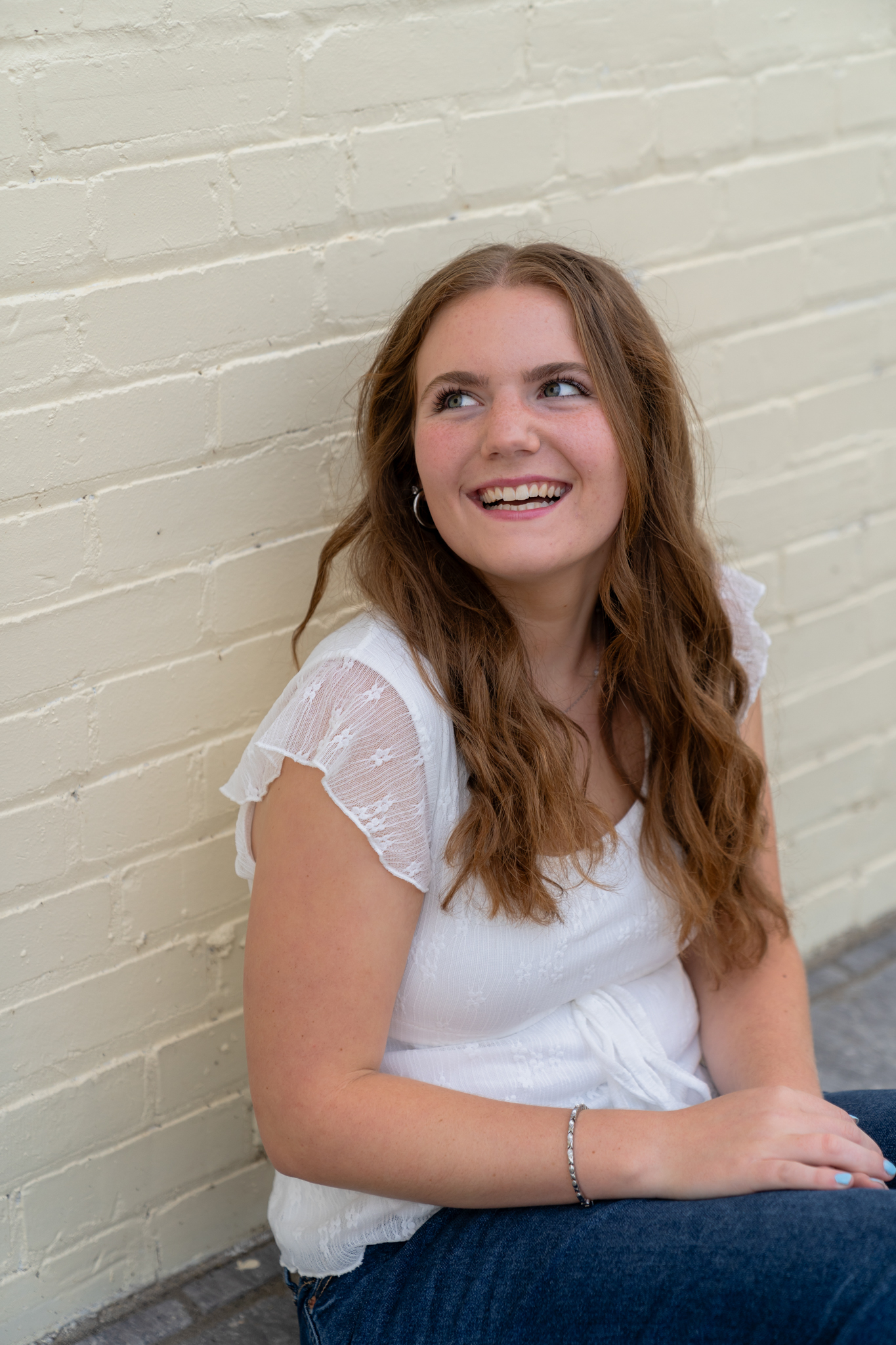 Happy girl candidly smiling