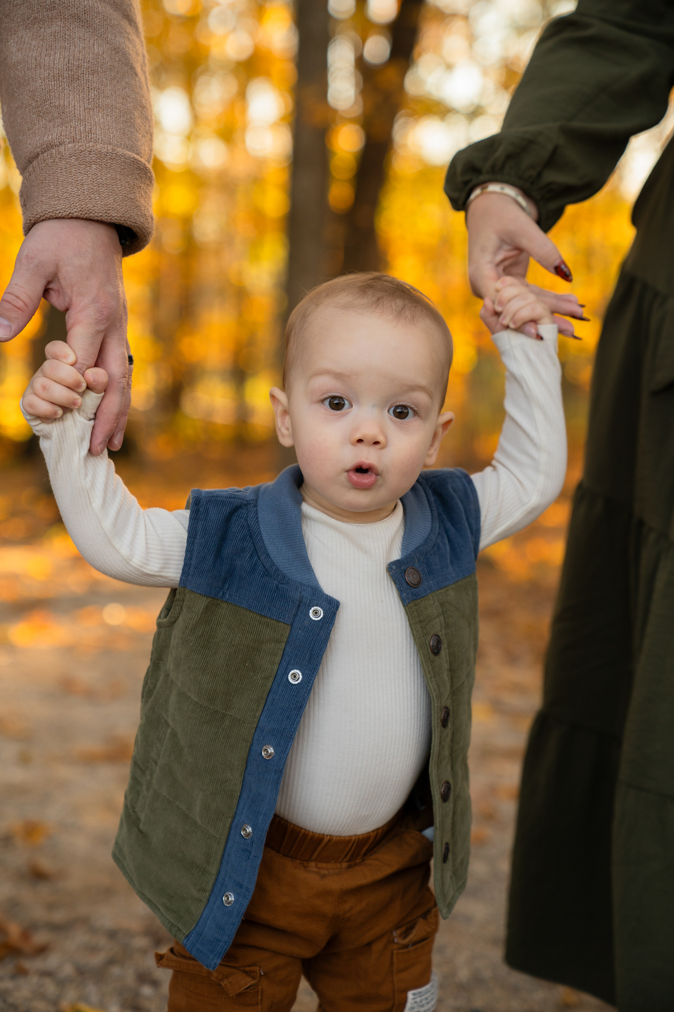 Small boy making a cute face at the camera