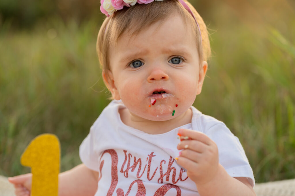 West Bend, Wisconsin family photographer capturing first birthday moments