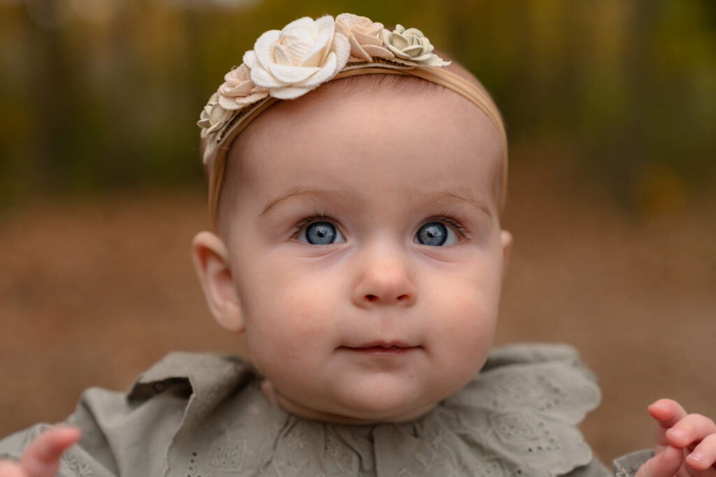 Toddler girl portrait during fall family mini session in Menomonee Falls WI