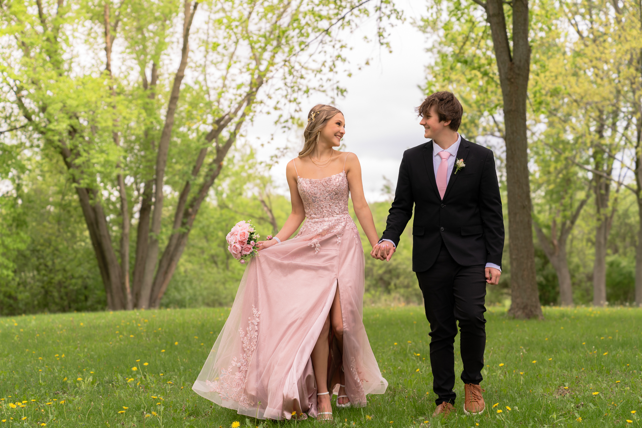 High school prom couple at Pike Lake in Kettle Moraine State Park Hartford Wisconsin