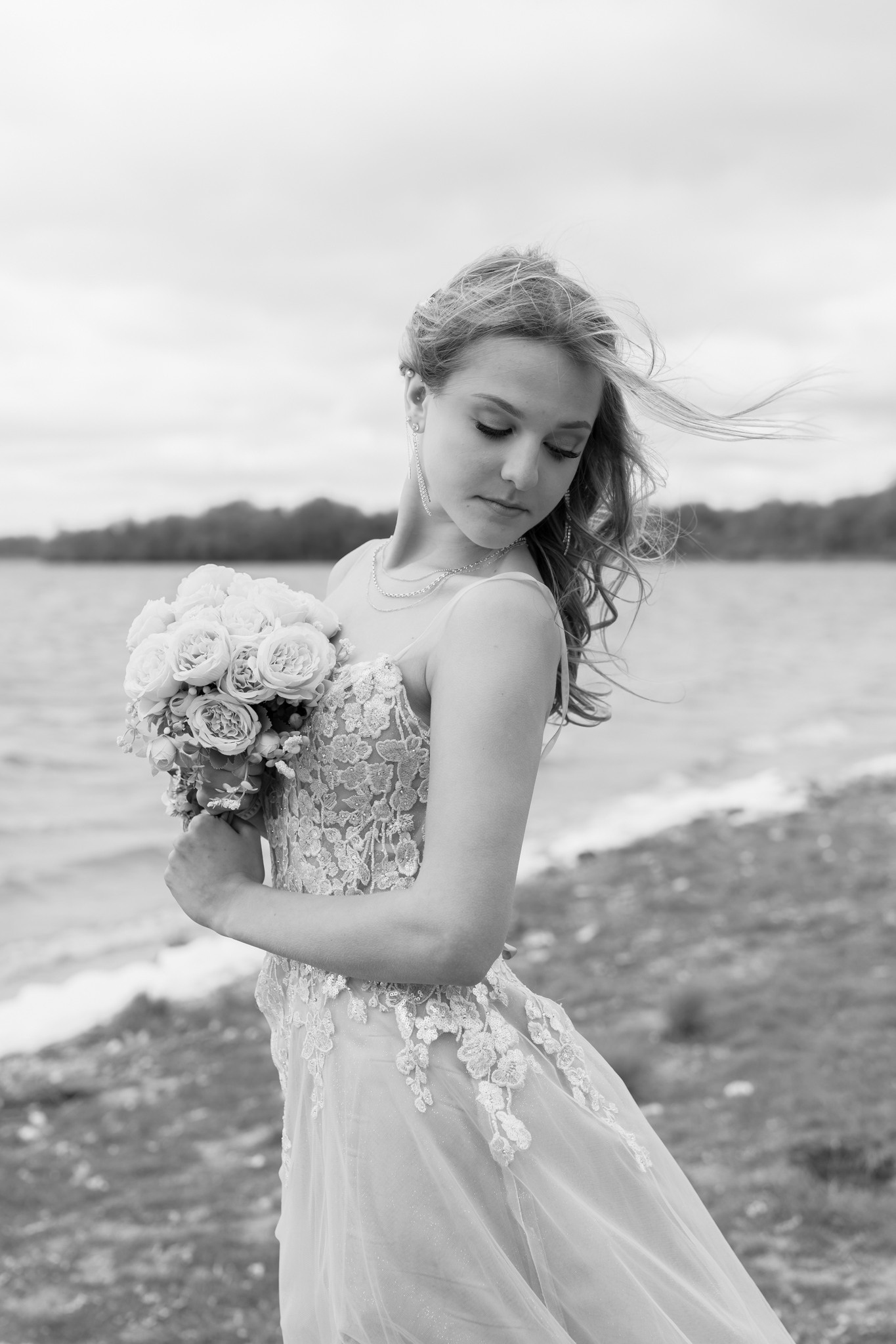 Windy prom session at Pike Lake Kettle Moraine State Park in Hartford WI
